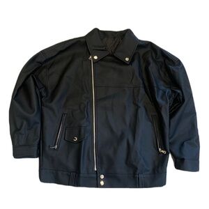 BOB YCL CLOTHING Faux Leather Bomber Jacket (Size L)